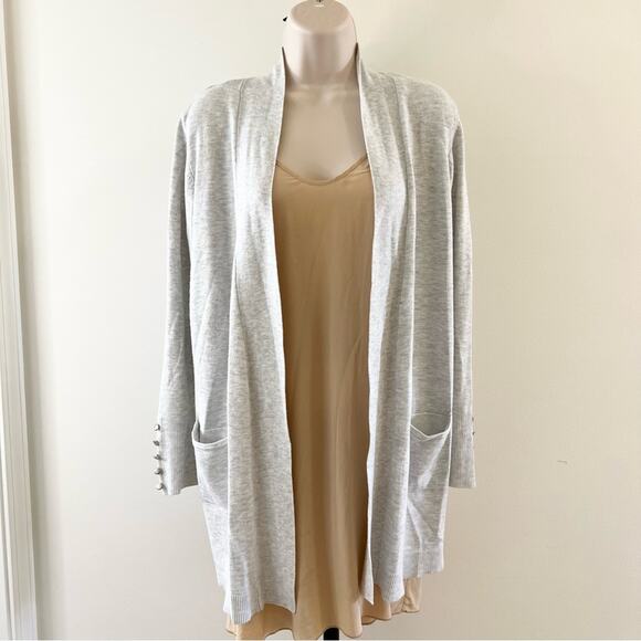 Grey Cardigan‎ Sweater Knit Long Sleeve Open Front - Picture 1 of 9